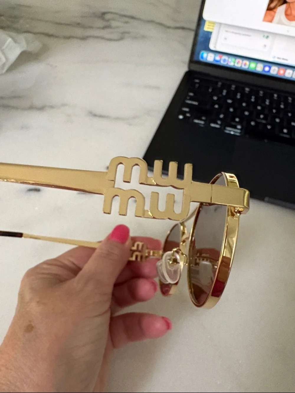 NEW  MM Oval Metal Sunglasses for Women Gold /Gold